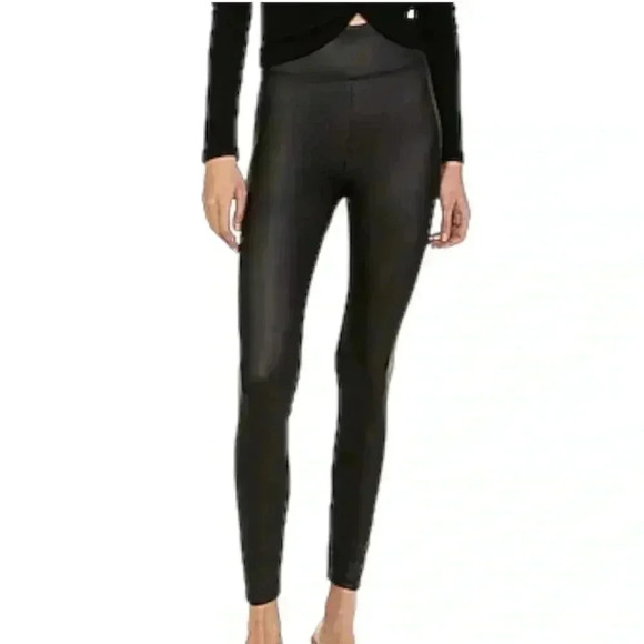 NWOT Express High Waisted Faux Leather Ankle Leggings - Picture 1 of 5